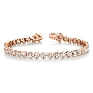14KT GOLD DIAMOND CIRCLE HALO TENNIS BRACELET